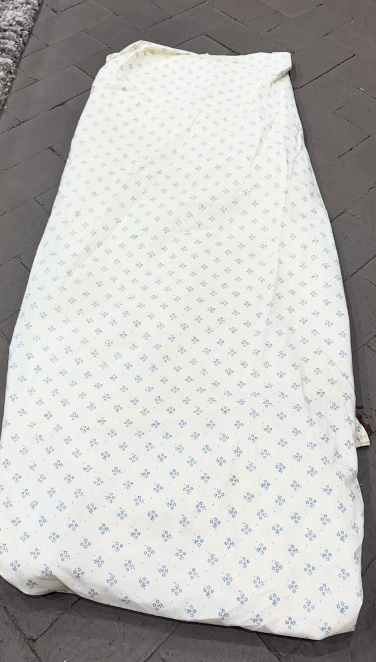 Vintage Laura Ashley Burlington Full Flat Sheet Blue Floral Made USA Cottagecore
